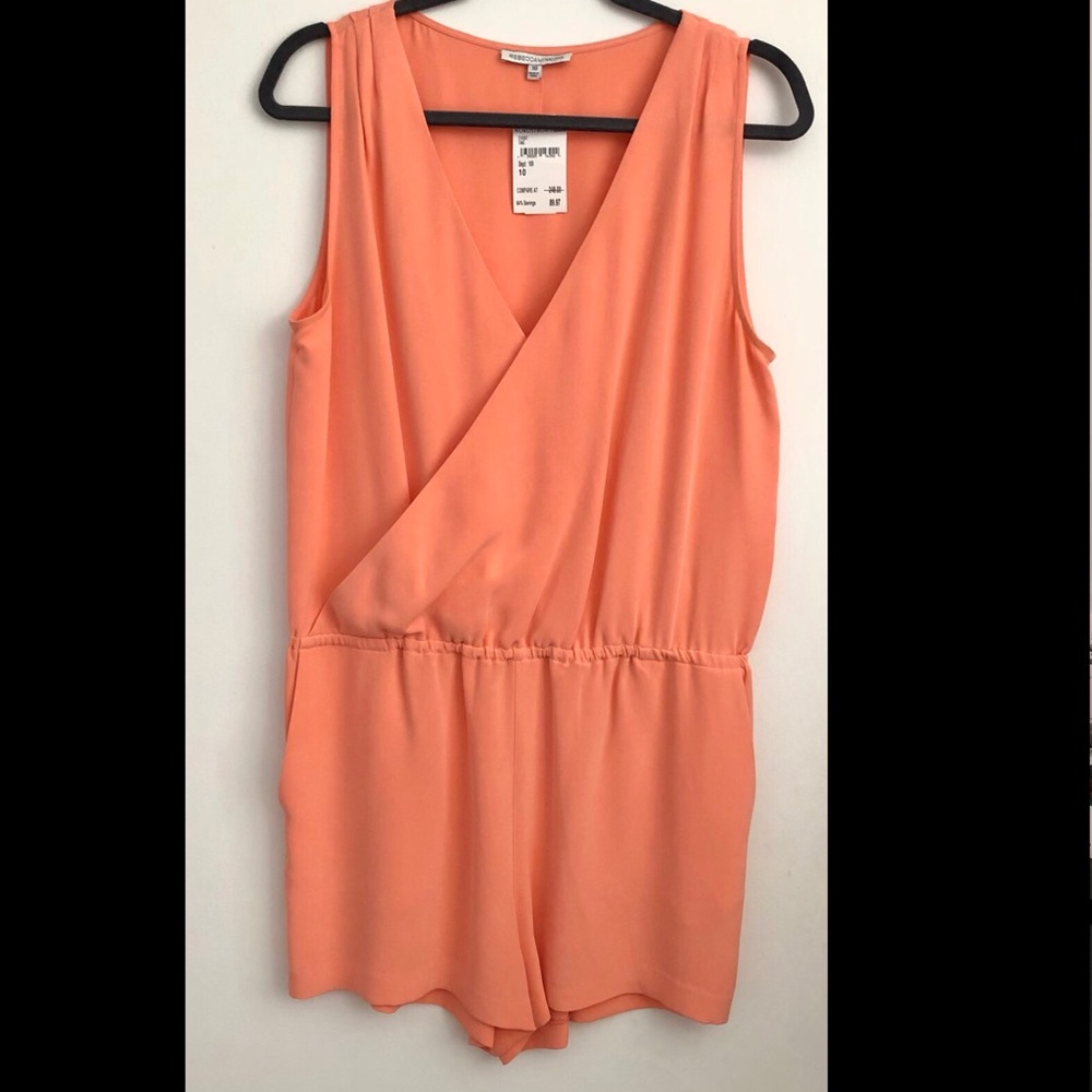 Rebecca Minkoff Silk Romper Size US10. Apricot